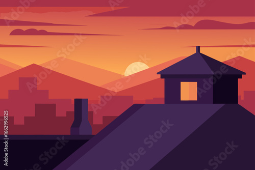 sunset over the city