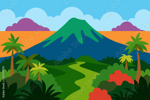 landscape with mountains and trees