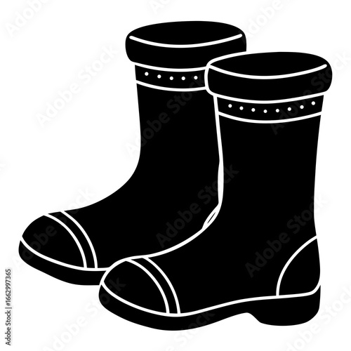black rubber boots isolated
