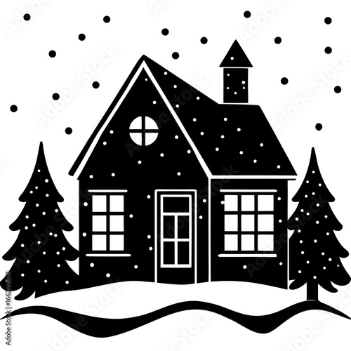 winter landscape with houses