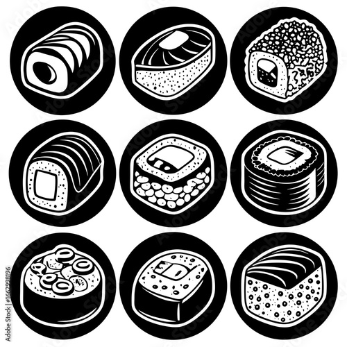 Wallpaper Mural black and white food icons Torontodigital.ca