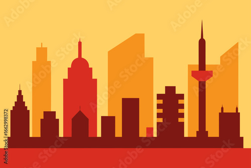 seattle skyline in red