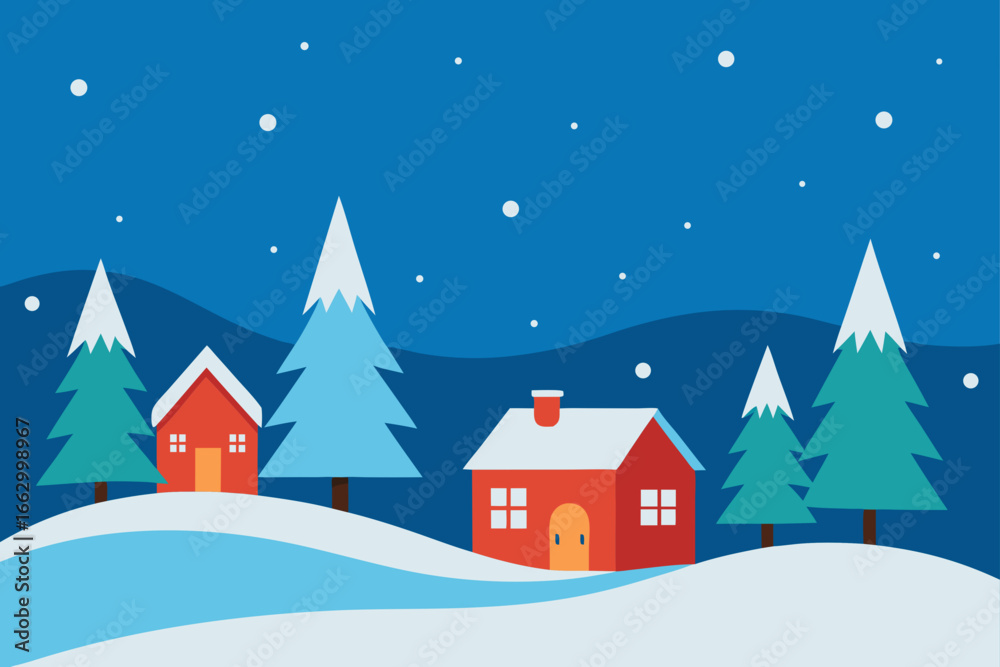 Fototapeta premium winter landscape with houses