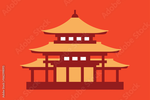 vector illustration of japanese temple