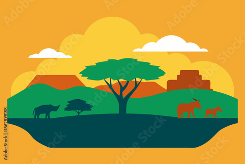 landscape with trees and mountains