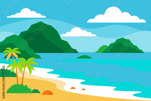 tropical island with palm trees