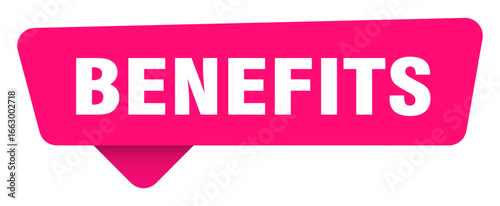 benefits magenta sticker isolated on transpatent background. benefits sign