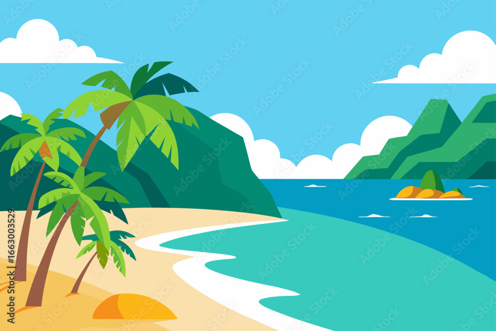 Obraz premium tropical beach with palm trees