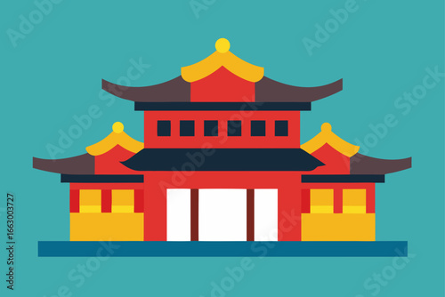 vector illustration of chinese temple