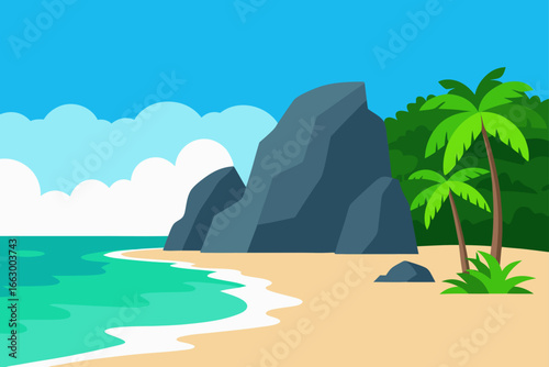 tropical island with palm trees