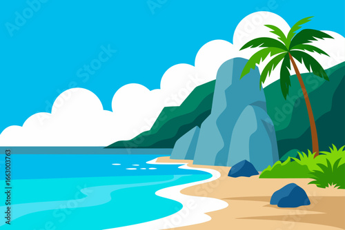 tropical island with palm trees