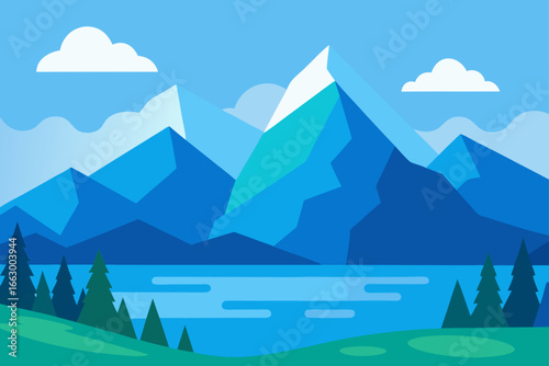 landscape with mountains and lake