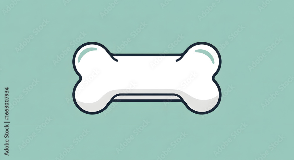 Fototapeta premium Flat vector icon of a bone-shaped candy on a blue-green background for pets, dogs, and treats