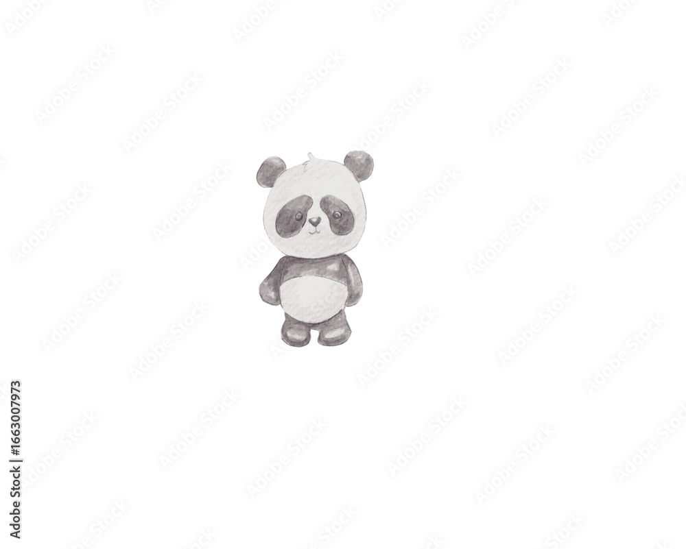 Obraz premium Sweet baby panda hand-painted in watercolor with a soft, innocent look. Perfect for nursery art, baby shower invitations, children’s books, stickers, and greeting cards. Created by me.