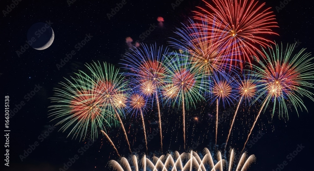 Obraz premium Fireworks at Night background