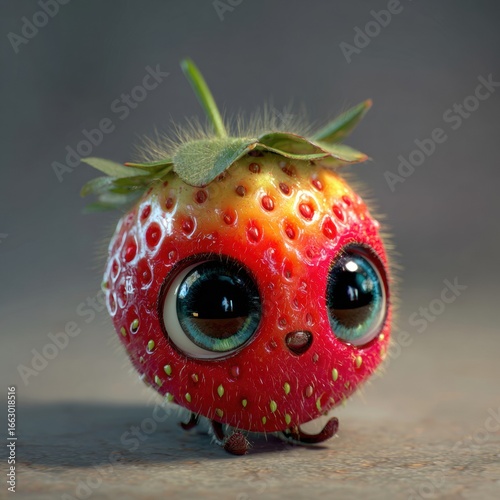 Cute Strawberry Character with Big Eyes