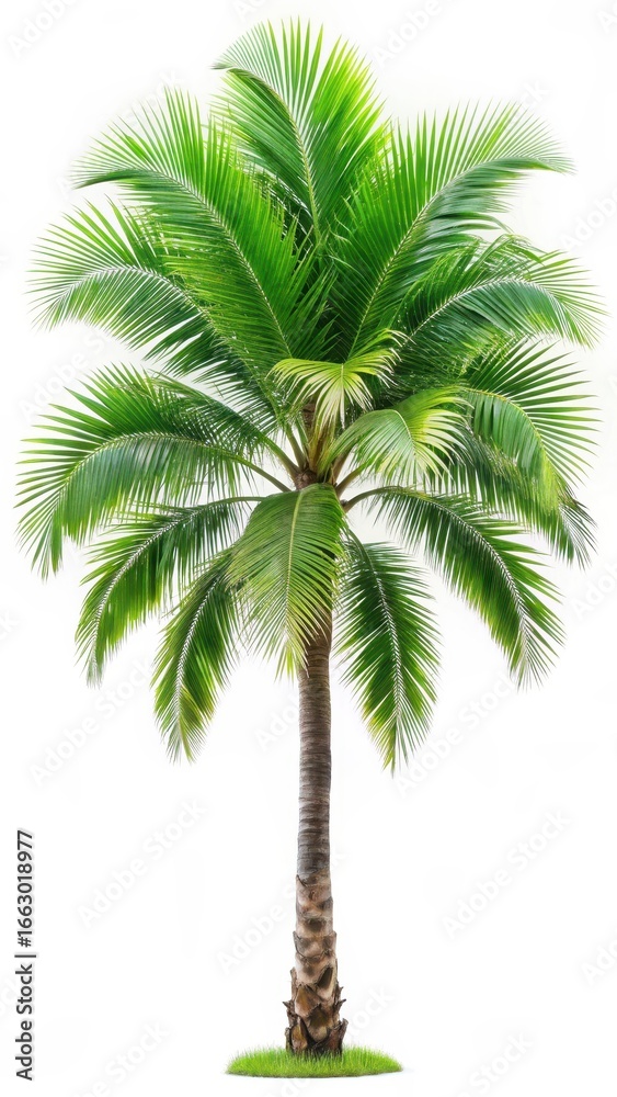 Fototapeta premium Palm tree with large leaves isolated on white background