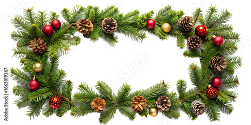 christmas wreath frame on white background