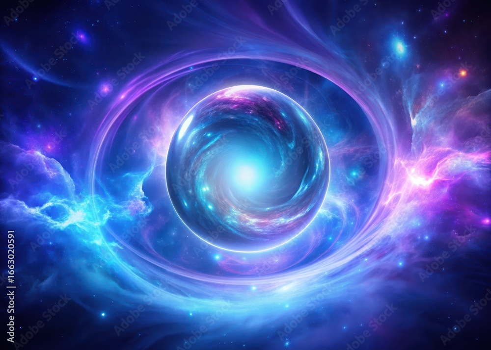 Obraz premium Swirling vortex of purple and blue mist surrounding a glowing orb