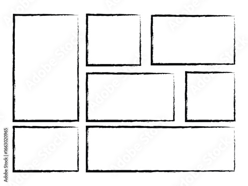 Wallpaper Mural Brush stroke set. Grunge square and rectangle frames. Ink empty black boxes set. Rectangle borders collections. vector illustration  Torontodigital.ca