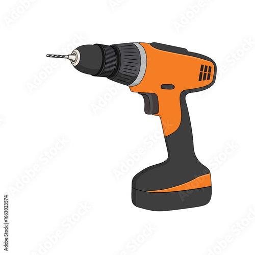 Portable cordless drill. Vector illustration