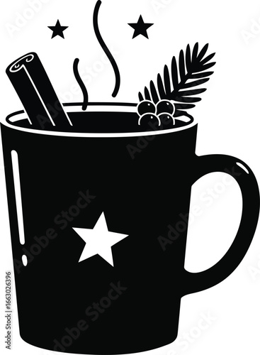 Silhouette of a coffee mug with whipped cream