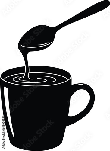 Mug of hot chocolate with marshmallows, simple design