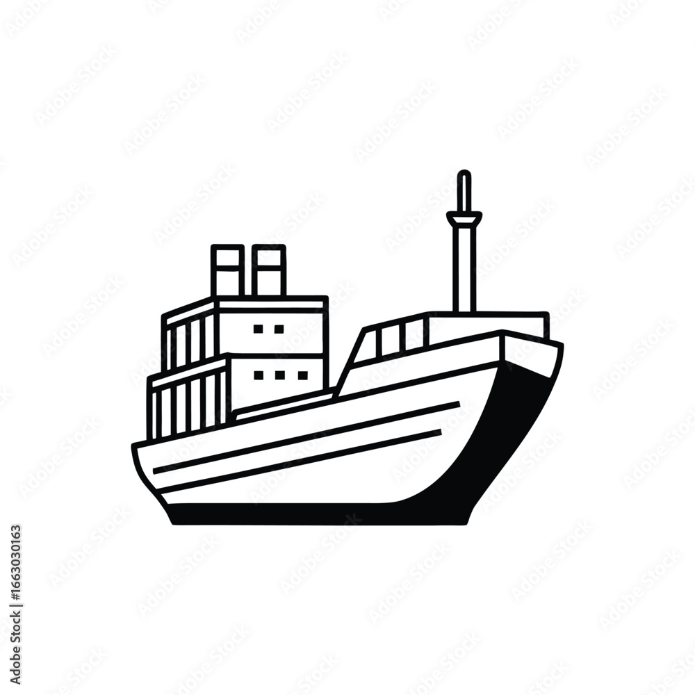 Obraz premium Cargo ship silhouette vector art design