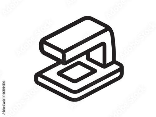 Elegant Technical Line Drawing of a Modern 3D Scanner Icon