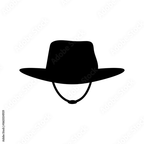 Silhouette of a black pith helmet or sun helmet used in exploration
