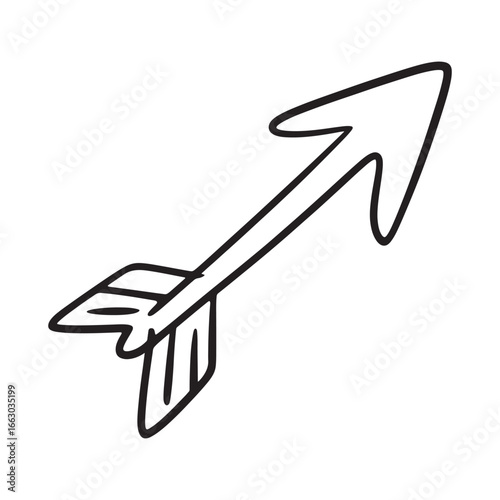 Hand Drawn Arrow Ascending Pointing Upward Symbolizing Progress Direction Success and Achievement in a Simplistic Artistic Style
