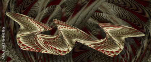 Slika na platnu Golden red contorted shapes II digital illustration