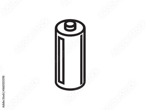 Rechargeable AA Battery Icon in Stylish Minimal Vector Line Art