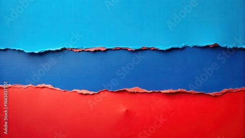 Wallpaper Mural Ripped paper edge with a vibrant red and blue background Torontodigital.ca