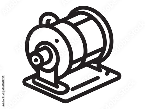 Simplified Professional Anchor Winch Motor Icon in Clean Minimal Illustration