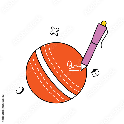 Sports Autograph Flat Illustration. EPS 10 File 