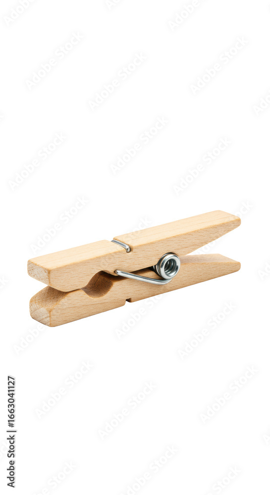 Pristine, light wood clothespin with polished metallic spring, centered on a transparent background, diffused shadowless studio lighting, concept of precise product photography Pristine, light wood clothespin with polished metallic spring, centered on a transparent background, diffused shadowless studio lighting, concept of precise product photography