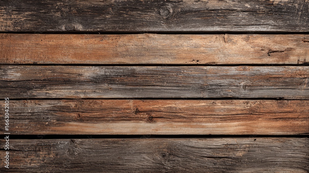 Fototapeta premium Weathered wooden planks in horizontal layers