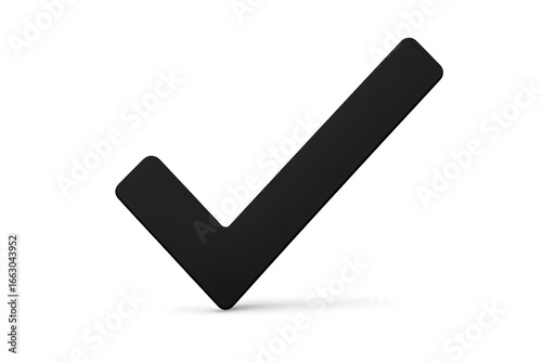 Bold black check mark Icon isolated on transparent background, sharp and clean design, thick modern style, stock vector aesthetic