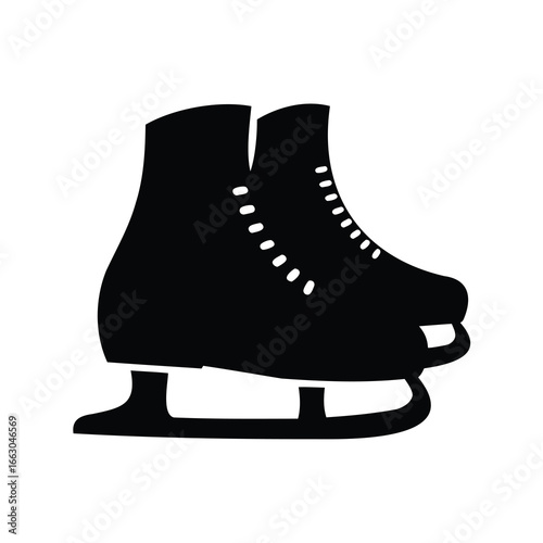 Black and white illustration of ice skates for winter sports