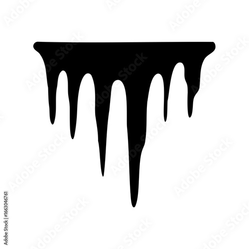 Black paint dripping down a white surface, a symbol of mess or damage
