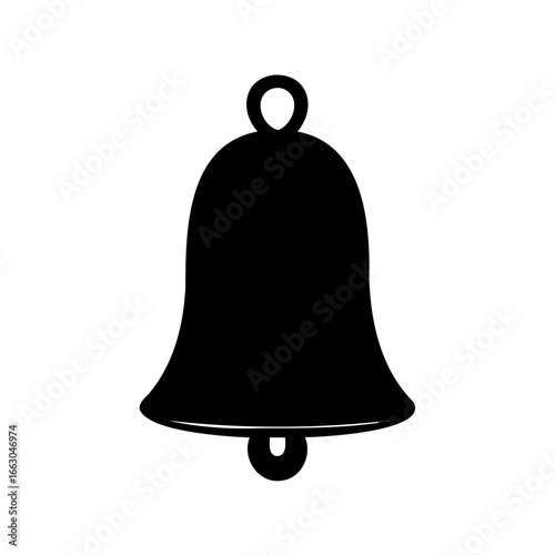 Simple black silhouette of a bell with a clean and elegant design