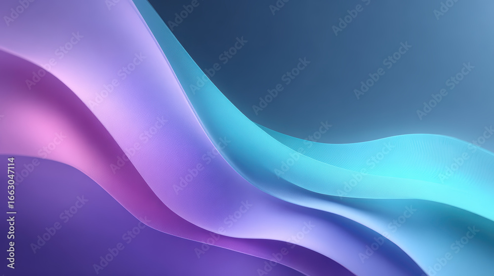Fototapeta premium Abstract Gradient Wave Background with Purple, Pink, and Teal Flowing Shapes, Smooth Texture, Modern Design, Elegant Curves, and Soft Lighting for Creative Projects