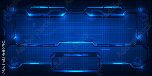 Futuristic frame,screen,panels,border and windows for head up display or dashboard control and technology background.Future sci fi tech style design concepts.Vector illustrations.