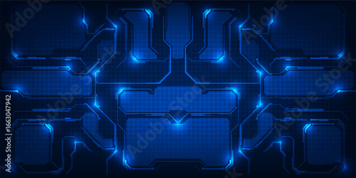 Abstract blue futuristic digital background with hi tech circuit element for advertising and game graphic artwork.Vector illustrations.	
