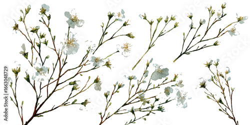 Background with tiny white flowers (gypsophila paniculata), blurred. Flower transparent background	