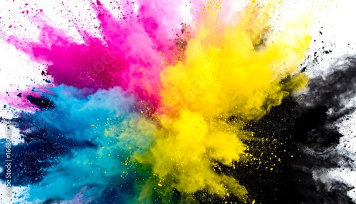 Colorful powder explosion on white background
