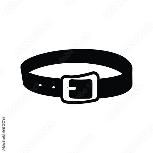 Illustration of a black belt with a buckle for securing clothing