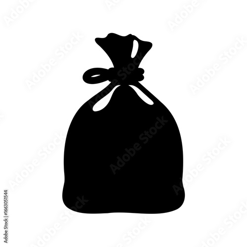 Silhouette of a tied sack representing goods, provisions or loot, vector image