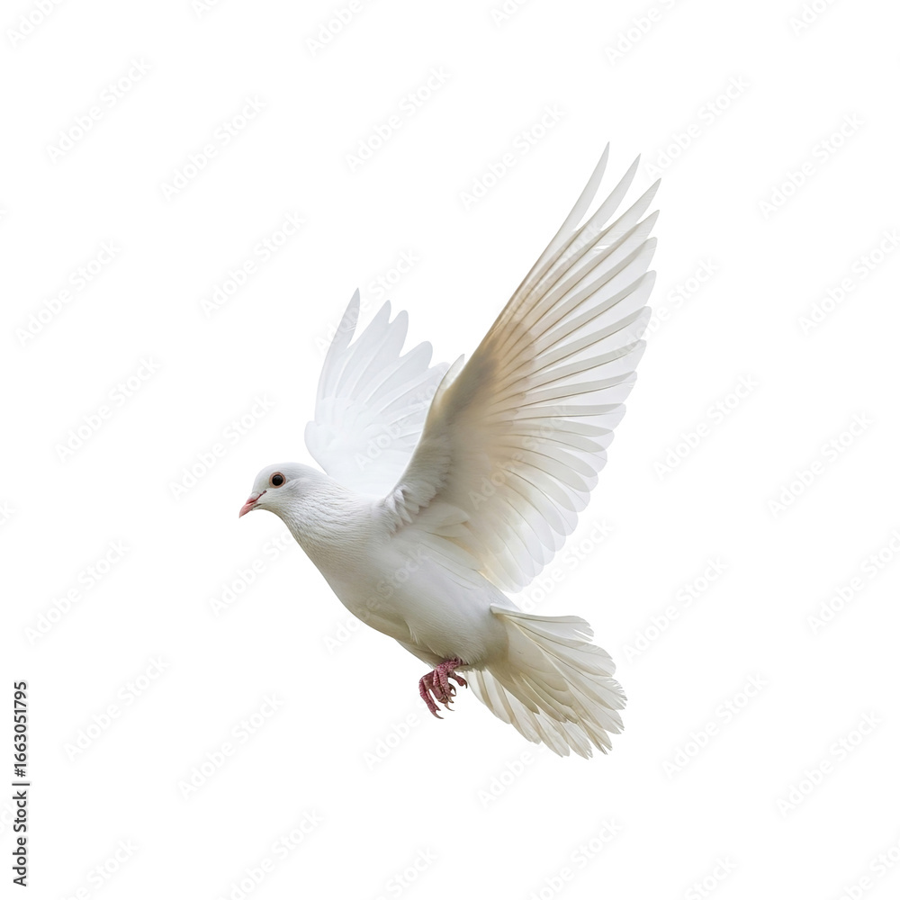 Obraz premium White dove flying peace bird freedom wings animal nature beautiful flight avian symbol peaceful soaring on transparent background